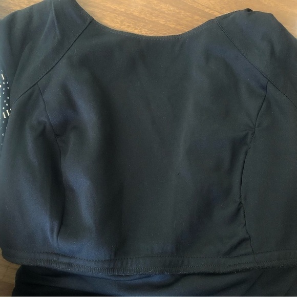 XSCAPE‎ Black Embellished Shoulder Ruched Sleeveless Dress Sz 14 - Picture 13 of 13